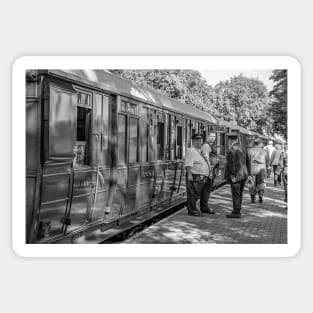 Train conductors on the platform of the Norfolk Poppy Line Sticker